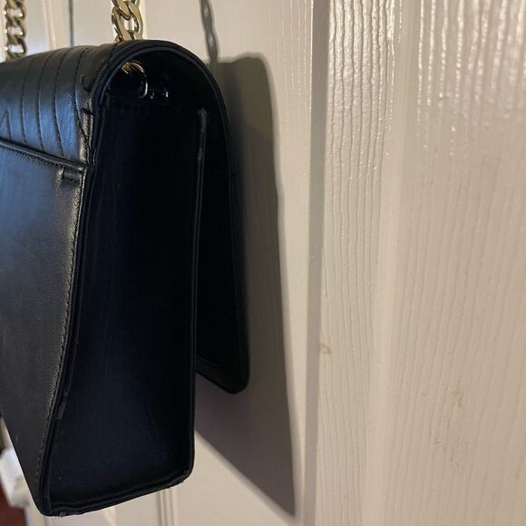 Karl Lagerfeld Purse Womens Black Quilted Shoulder Bag Gold tone Chain Strap - Picture 3 of 16